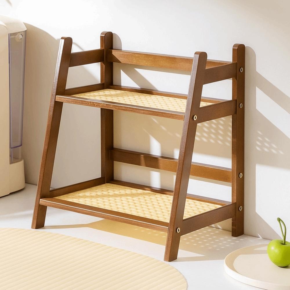 2-Tier Wooden Storage Shelf Space-saving Cosmetics Storage Shelf Kitchen Shelf  Household