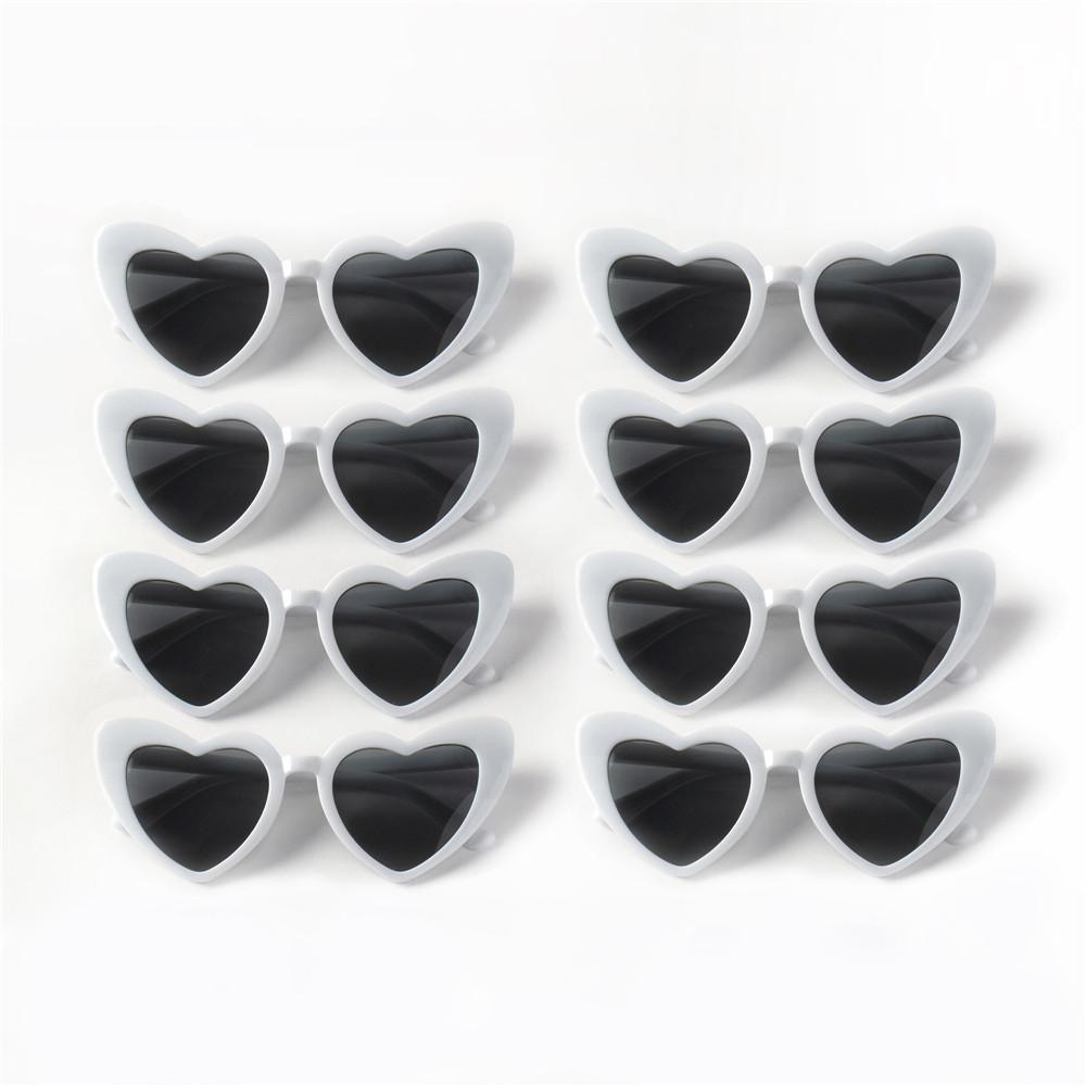 8PCS Cat Eye Glasses Heart-Shaped Plastic Frame Polycarbonate Decorative Vintage Included for Party Wedding Music Festival