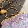 Vintage Women Wedding Clutch Flowers Lock Shell Clip Fringe Chain Shoulder Bags Purple Blue Crossbody Bags Handbags And Purses