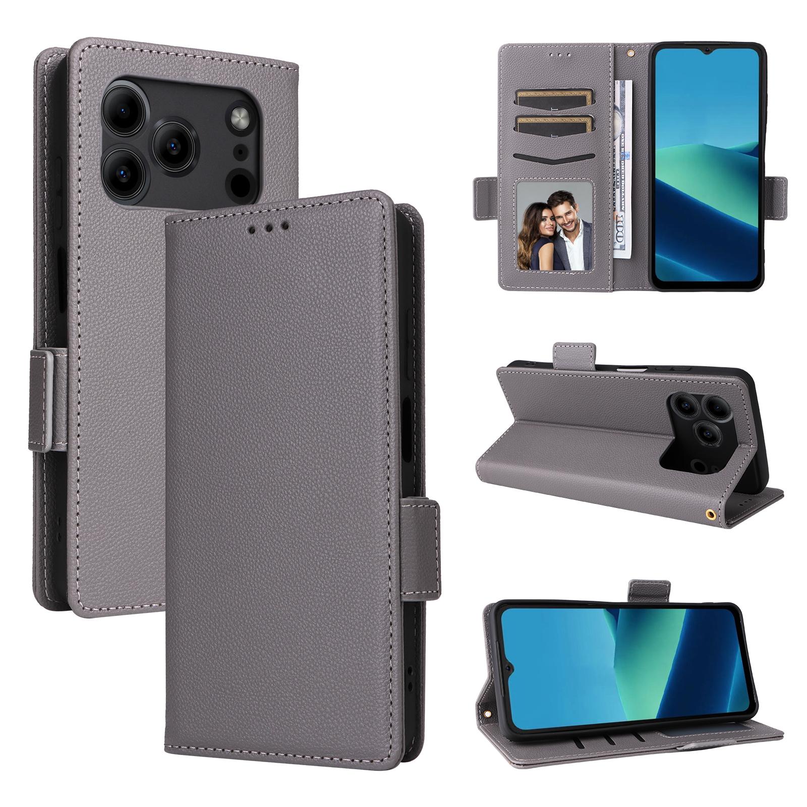 

Чохли-книжки для Doogee Note 56, Note 56 Pro зі штучної шкіри, повний захист корпусу, протиударний, міцний, ретро чохол для телефону сірий