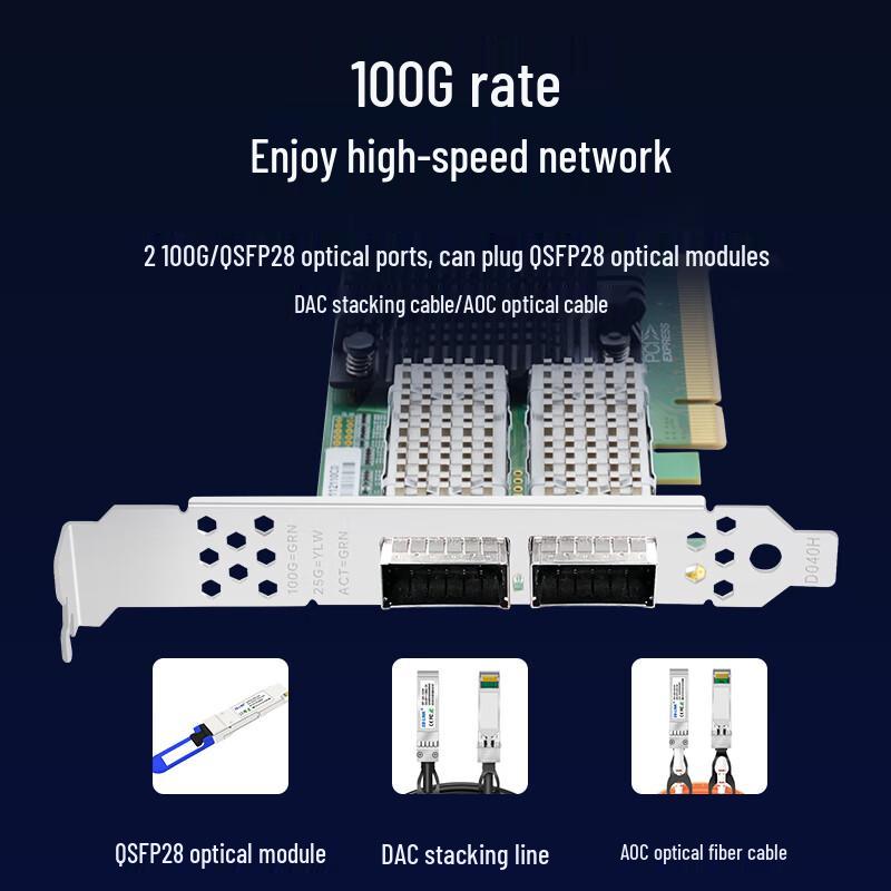 EB-LINK Intel E810 100G Dual-Port QSFP28 Fiber Network Card (CN Version)