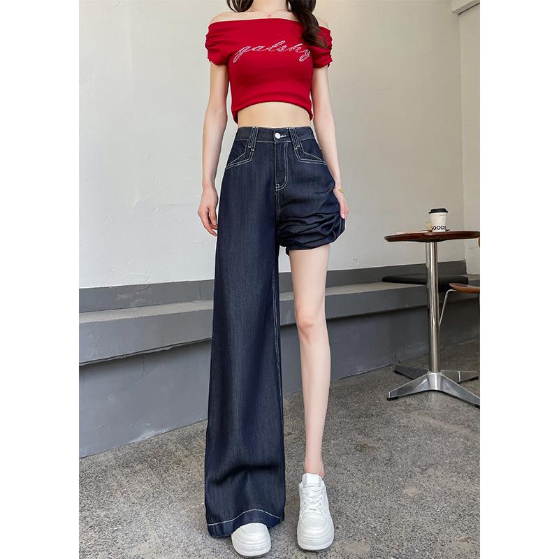 Wide-leg Jeans for Women In Summer Thin High-Waist Slimming Comfortable Fit Draping Straight Trousers