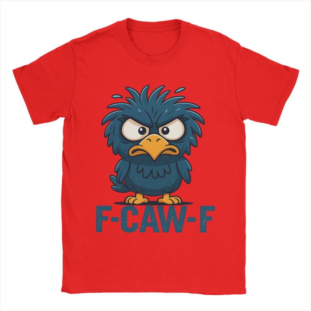 F-Caw-F Angry Bird Meme Funny Men T Shirts Vintage Tee Shirt Short Sleeve Crew Neck T-Shirts Pure Cotton Graphic Printed Tops