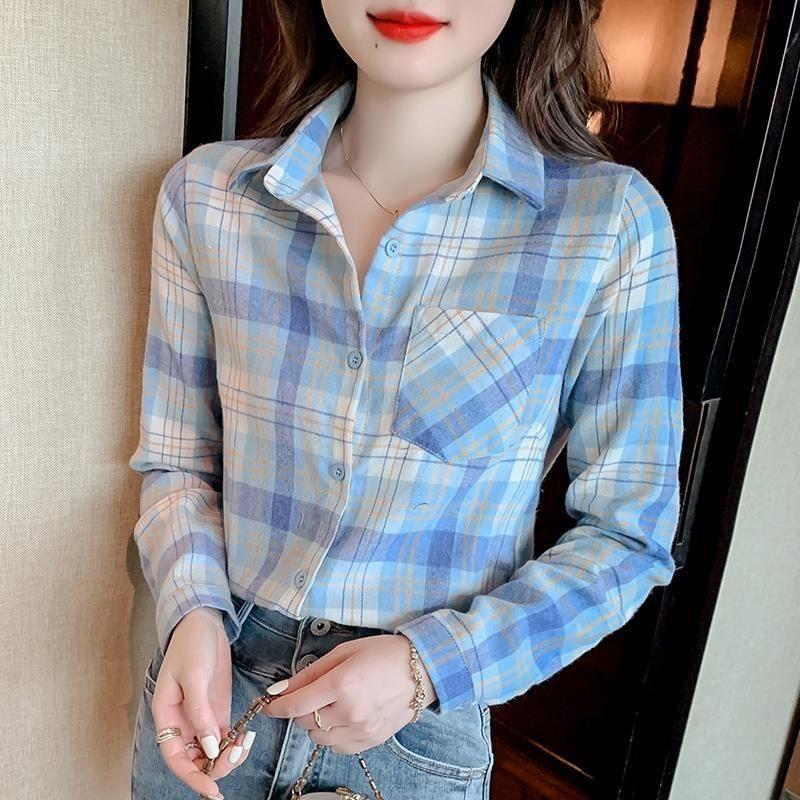 2024 Women's Retro Plaid Long Sleeve Shirt - Spring/Autumn Fashion