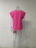 Women's Short Sleeve Pleated Round Neck Top