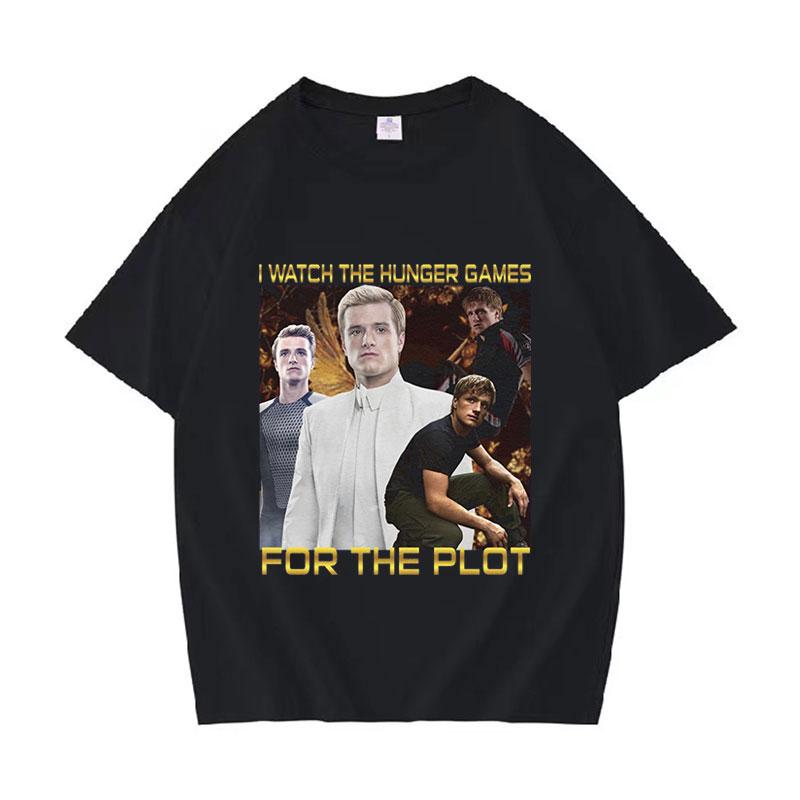

I Watch The Hunger Games for The Plot Peeta Mellark T Shirt Josh Hutcherson Graphic Clothing Tshirt Unisexs Cotton Oversized Tees S