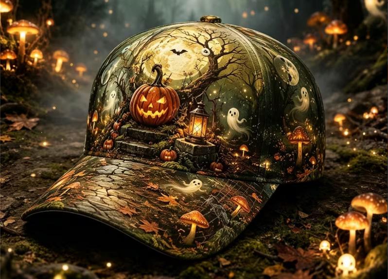 D Hot Sale Halloween Garden Morning Wear Baseball Cap Digital Printing Festival Celebration Pumpkin Cap