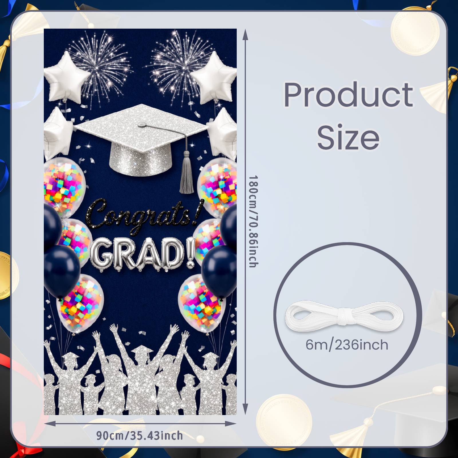 

Graduation Display Navy Blue Background College Grad Banner Graduation Banner Dark Blue Latex Balloons For School Grad