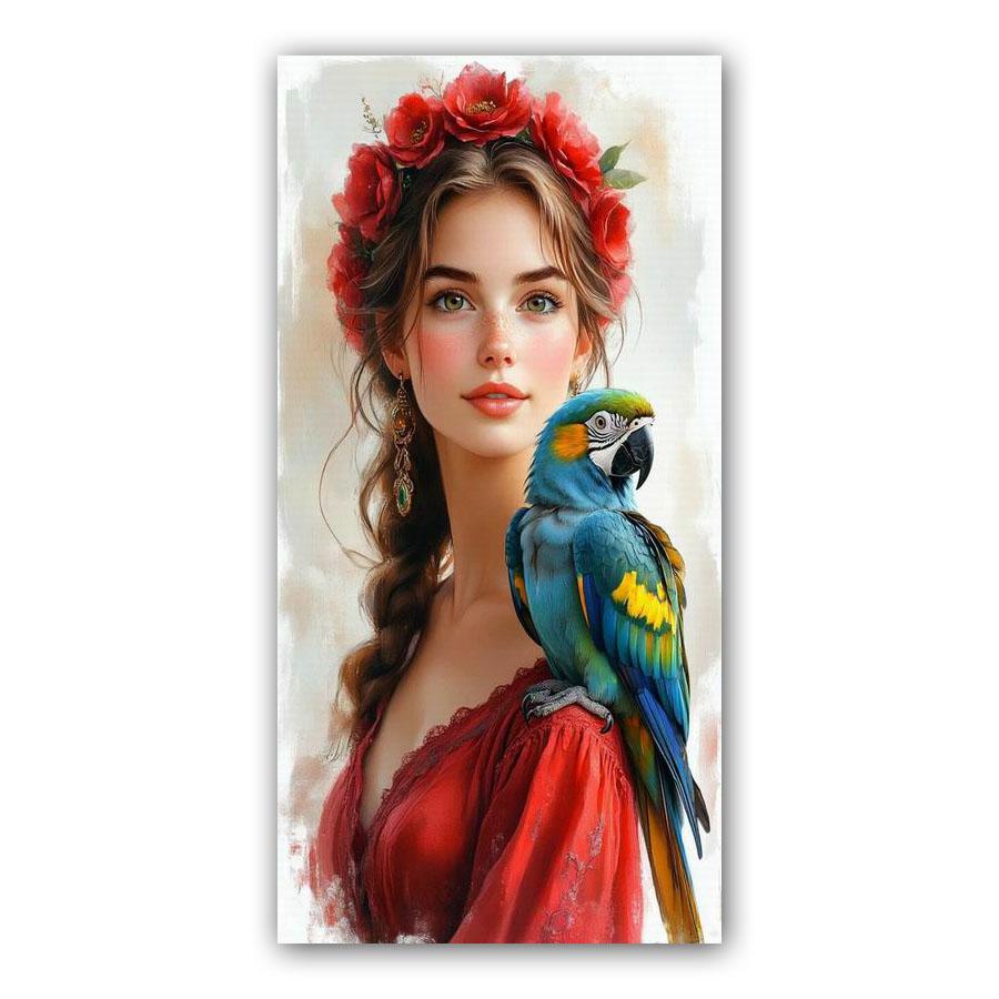 

Woman and Parrots Large Size Diamond Painting New Collection Animals Bird Diy Full Drill Rhinestone Embroidery Mosaic Cross Stitch Kits Square drill 30x60cm