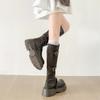 British style thick heel but knee knight boots women's 2025 autumn new retro versatile thin sweet cool buckle boots
