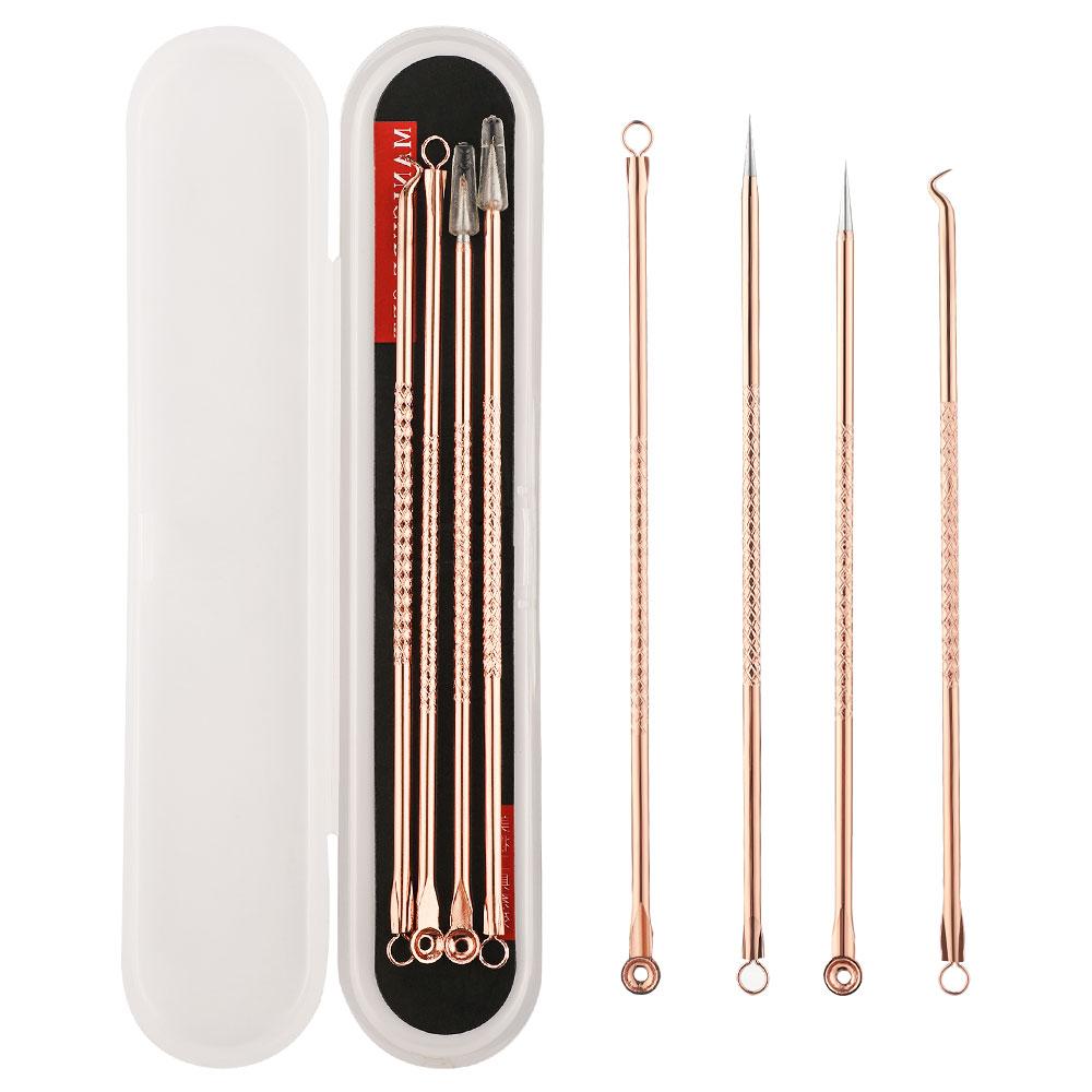 

4PCS Acne Needle Set Black Dots Pimple Blackhead Remover Comedone Extractor Pore Cleaner Face Cleaning Tools Skin Care Products золотий