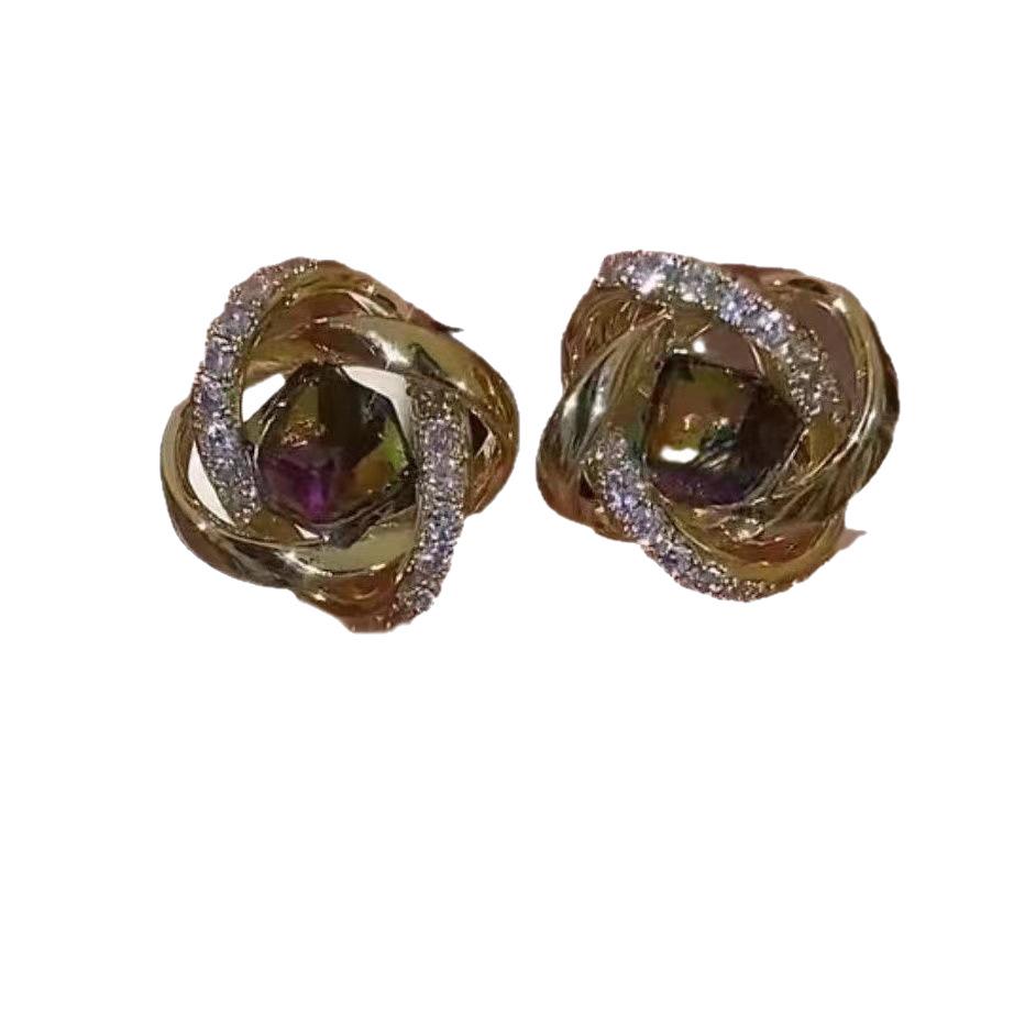 Elegant Zirconia Colorful Stud Earrings for Women - Luxurious, Stylish, and Hot-Selling Fashion Accessories