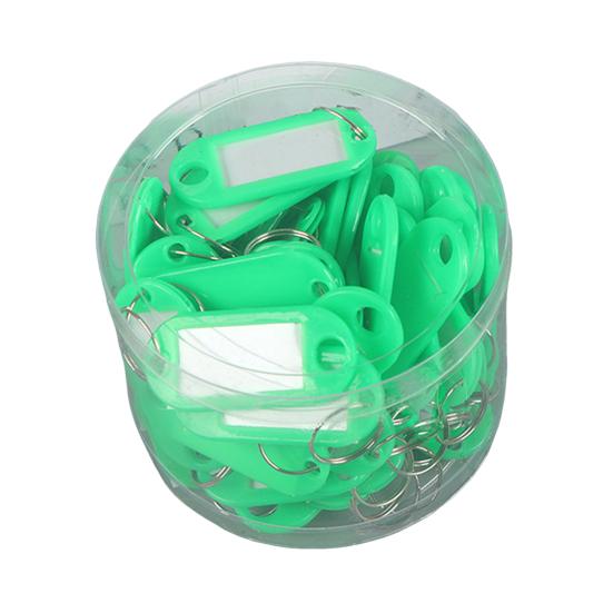50Pcs Keyring Tags Plastic Key Fobs ID Tags with Split Keyring Paper Insert Key Tags Writing Paper Keychain Organizer