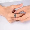 Fashion 8mm Stainless Steel Rings for Men Unique Pattern Inlay Black Carbon Fiber Stainless Steel Rings Men Wedding Band Jewelry