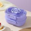 Compact Student Double/Single Layer Plastic Lunch Box with Lid - Portable Bento for Office Workers, Fruit, or Salads.
