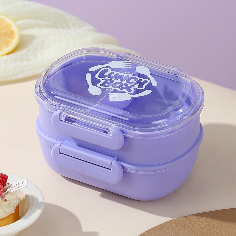Compact Student Double/Single Layer Plastic Lunch Box with Lid - Portable Bento for Office Workers, Fruit, or Salads.