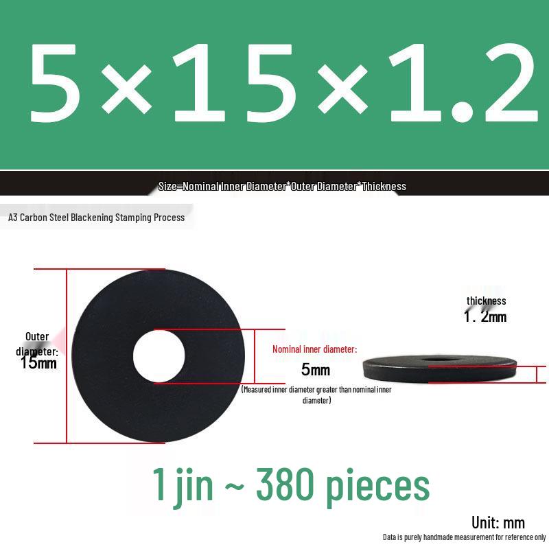 Thickened Black Flat Washer: Enhanced Round Metal Spacer for Home Use