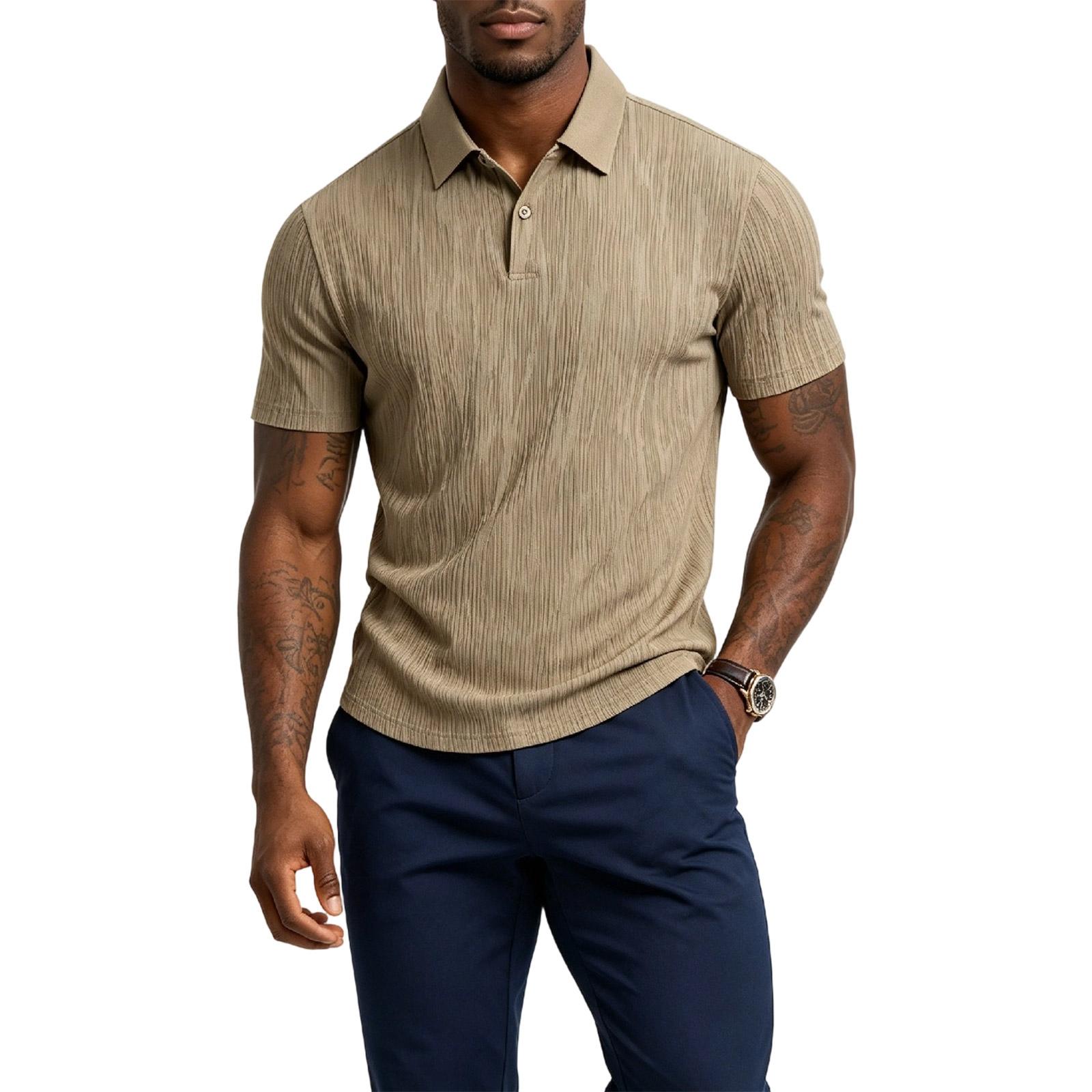 

Men’s Short Sleeve Polo Shirt with Subtle Pattern Classic Fit Soft Knit Fabric Comfortable Collar Design XXL хаки