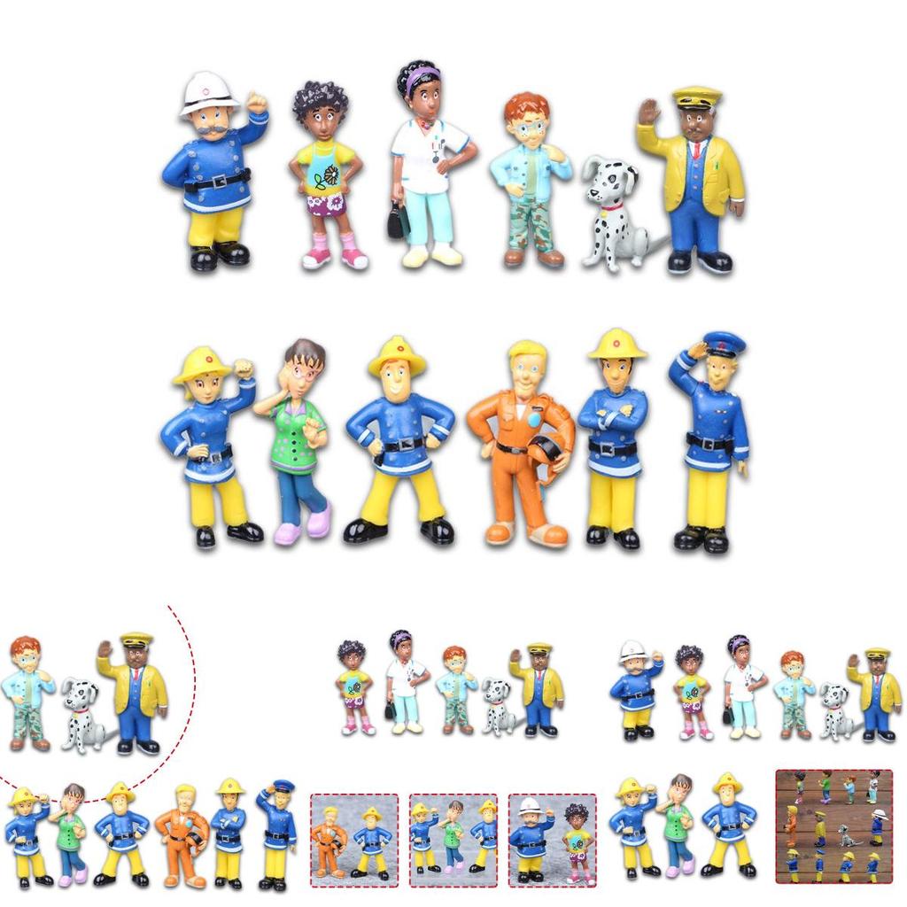 Charming 12pcs Cartoon Fireman Sam Mini Models For Enthusiastic Collectors And Decorators