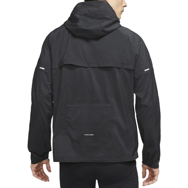 Nike Sport Training Running Packable Hooded Jacket With Sun Protection Men Jackets Black CZ9071-010
