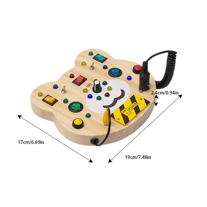 

Montessori Wooden Led Light Busy Board For 3-year-olds Flashing Buttons And Switches Educational Sensory Toy