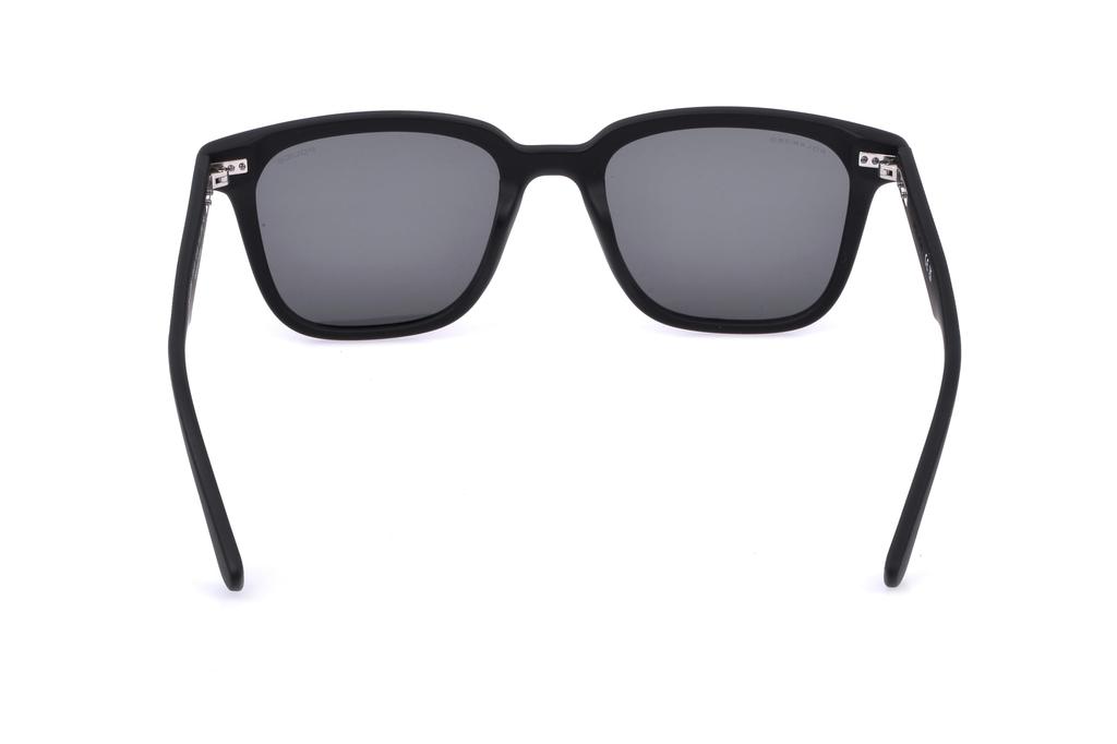 POLICE SPLE01 U28B 52 Polarized Sunglasses for Men: UV Protection, Lightweight, Wellington Style, Matte Black Frame, Polarized Smoke Mirror Blue
