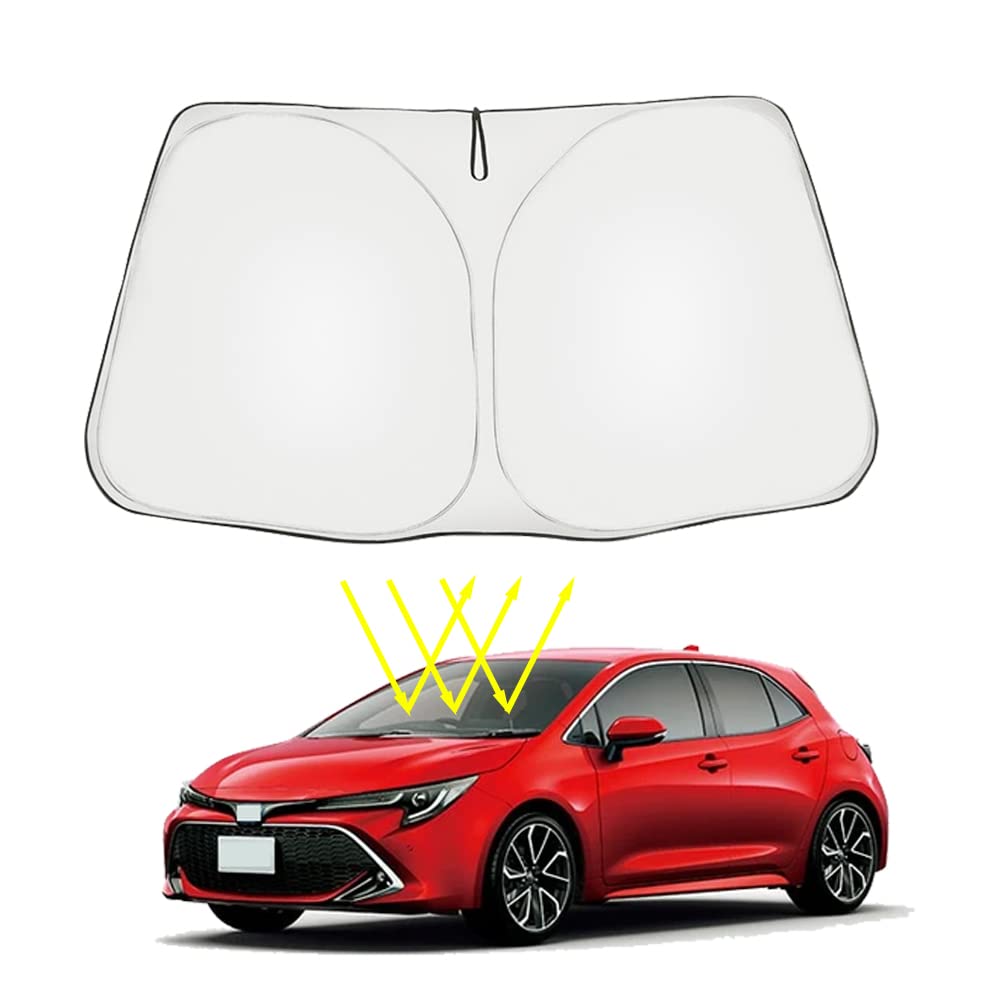 Kakash Toyota Front Windshield Shade UV Car Blackout Sun Interior Easy Storage Bag Design Compatible with Toyota New Corolla Touring 2019 and New
