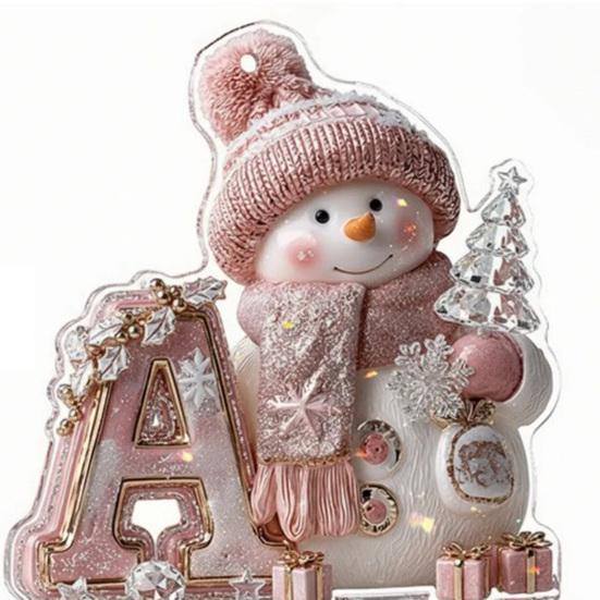 Yousheng Alphabet Snowman Advent Calendar 2025 26 Days Pink Acrylic Christmas Countdown Ornaments with Letters A to Z Cute Hanging Decor for Tree