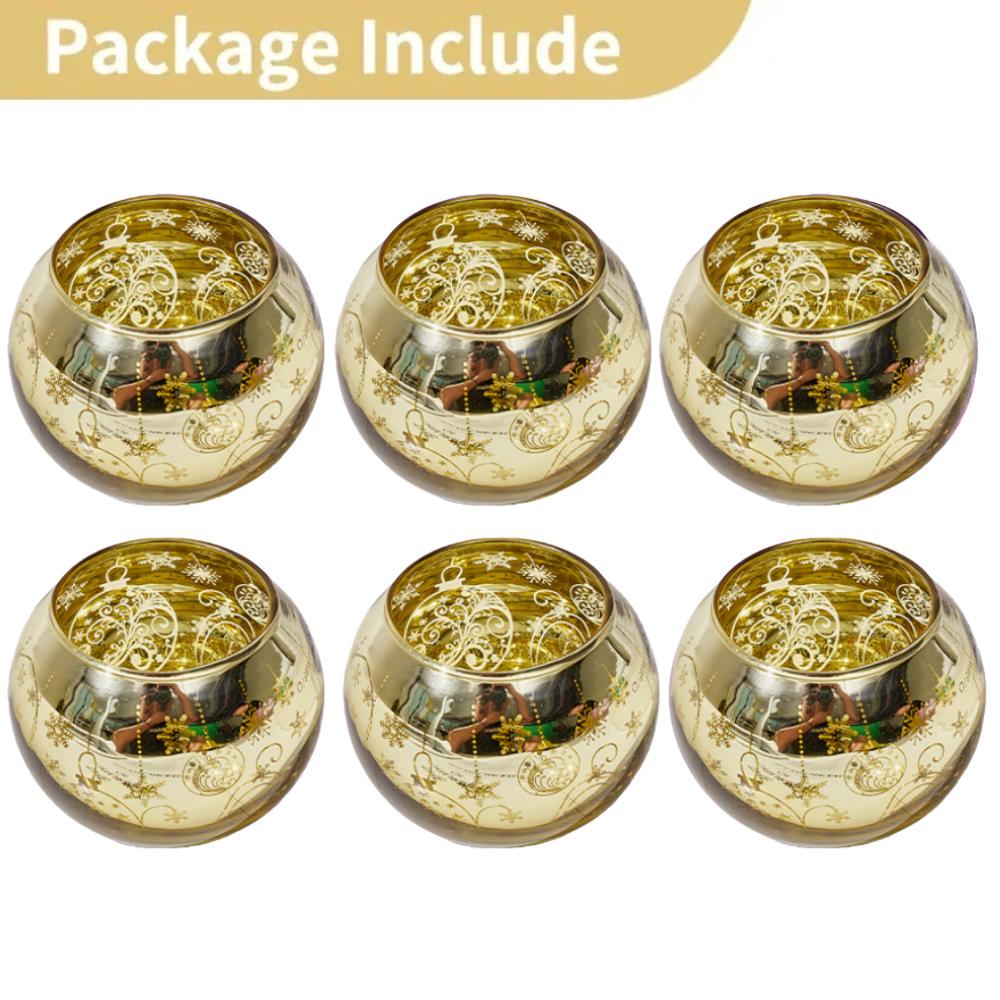

6pcs Glass Candlestick Cup Romantic Mercury Star Plating Tealight Candle Holder for Wedding Birthday Party Dinner Decoration