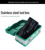 Extragroße Edelstahl-Multifunktions-Werkzeugkiste, tragbar, mit Fahrzeugmontage-Aufbewahrung