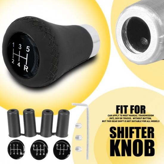 5 Speed Leather Car Manual Gear Stick Shift Knob Shifter Lever Head Universal
