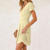 Women's Summer Dress Short-Sleeve Wrap- V-Neck A-Line Dress