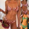 Strap Sexy Print Floral Split Swimsuit Women Bikini