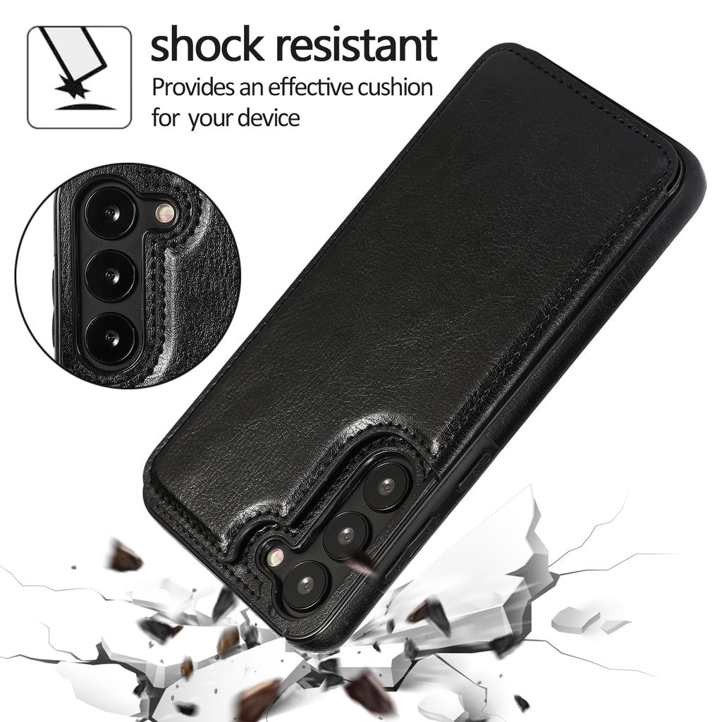 Für Samsung Galaxy S23 PU-Lederbeschichtete TPU-Handyhülle Duale Tasten Kartenhalter Ständer Abdeckung