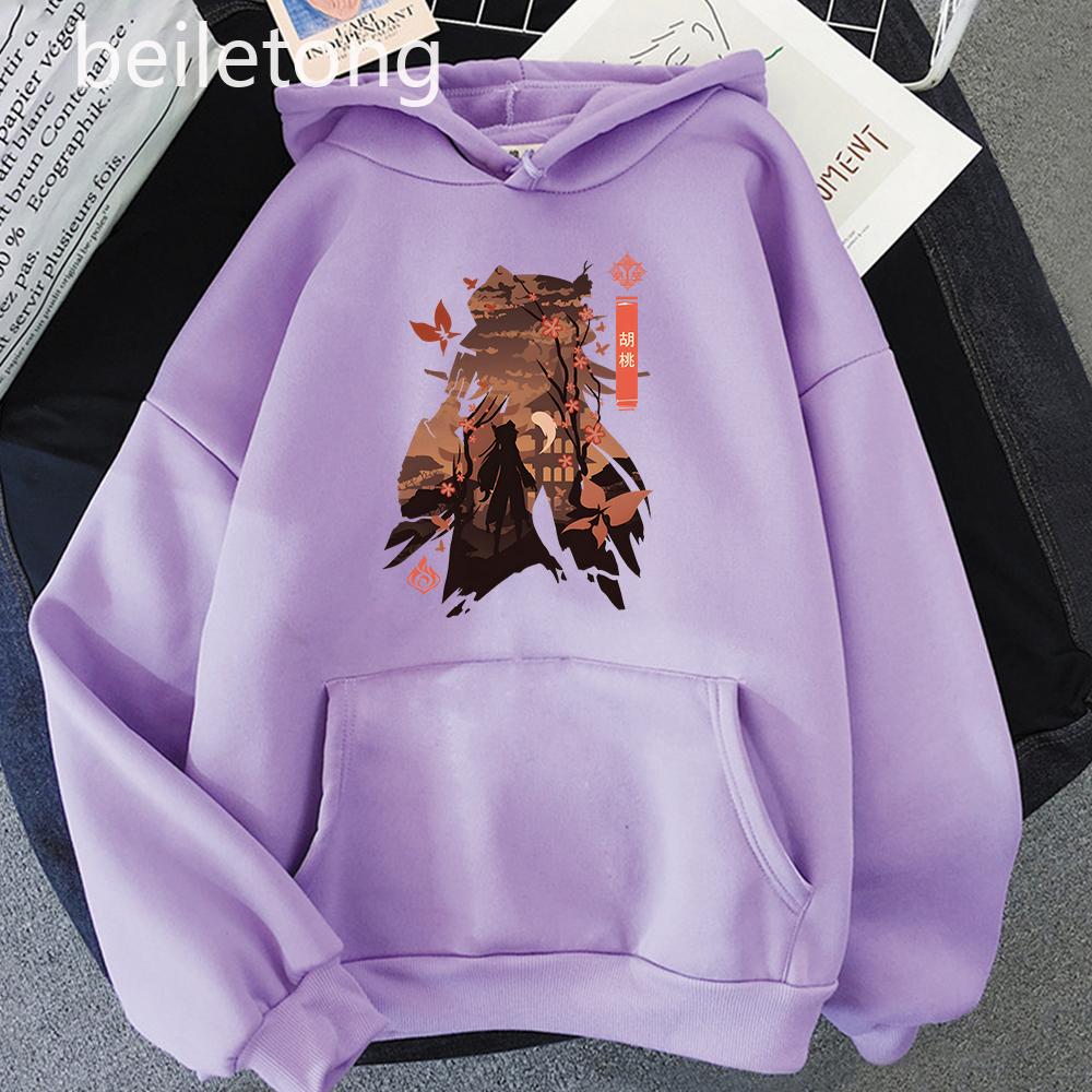 Hu Tao Cosplay Costume Hot Game Genshin Impact Hoody Oversized Clothes Kawaii Cartoon Women Hoodies Men Long Sleeve Streetwear