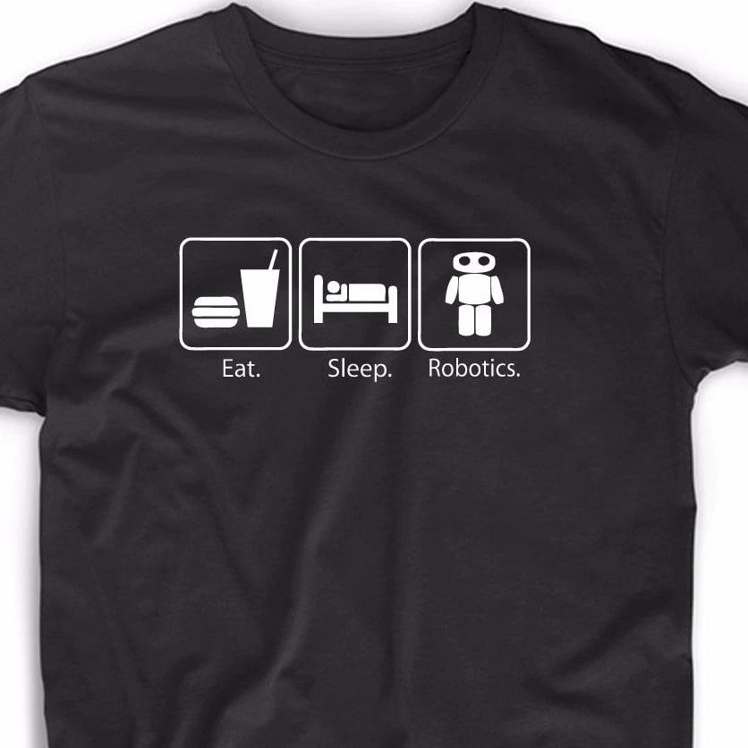 Eat Sleep Robot T Shirt Tee Robotics Nerd Geek Engineer Math Science Funny S