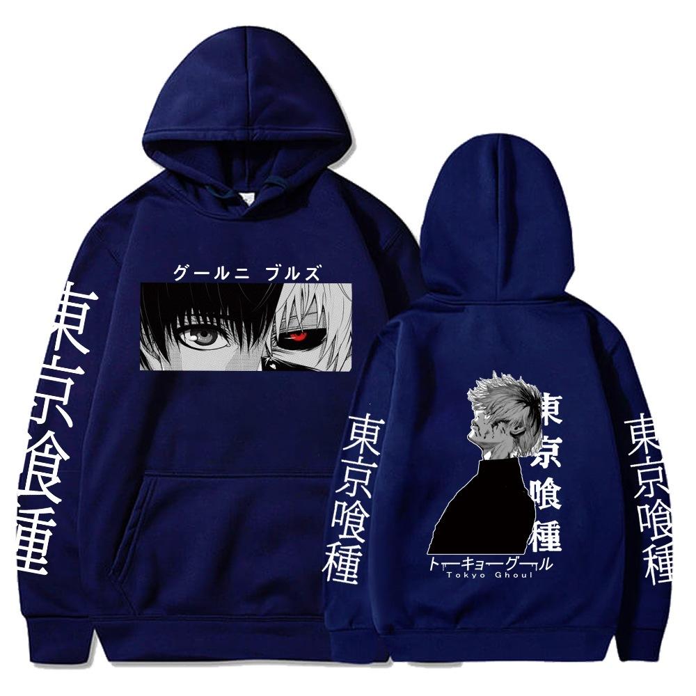 Ghost Graphic Cartoon Japanese Anime Print Pattern Hooded Sweater Male Hoodie Casual Hip-Hop Top
