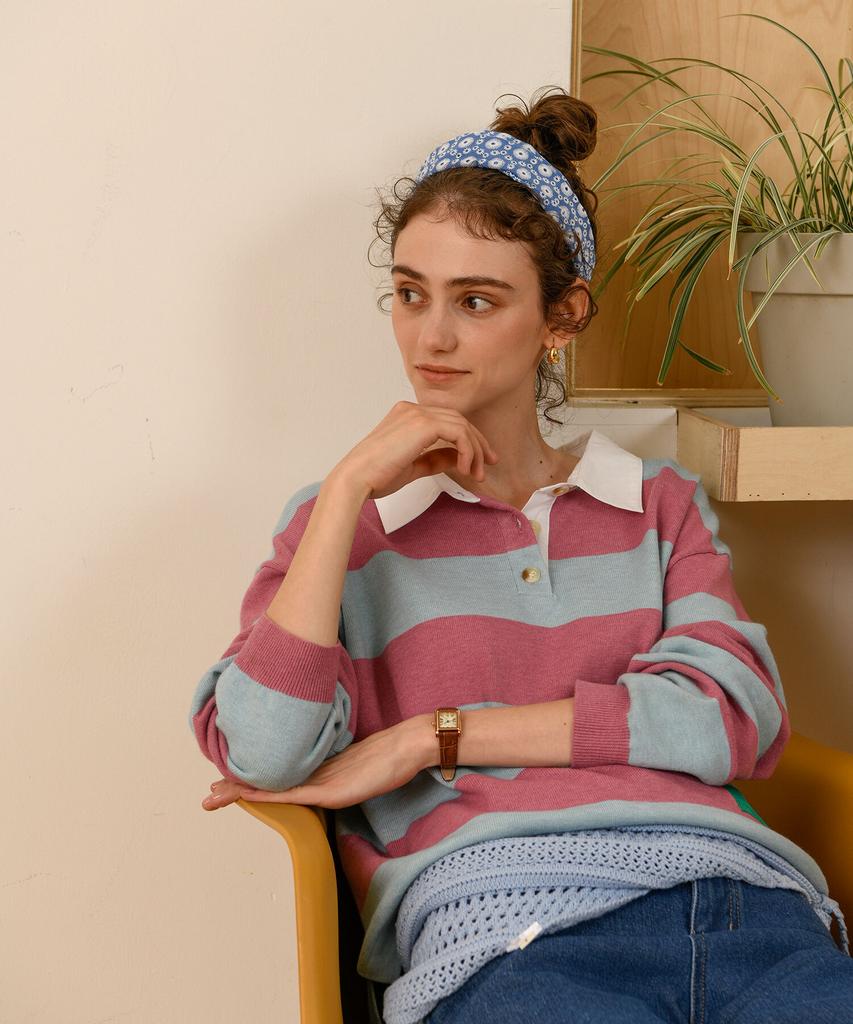 PIGMENT Rugby Spring Collared Knit (Tdsw251117)
