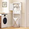 Toilet Storage Unit, Bathroom Cabinet, 2 Doors, Drawer, Adjustable Shelf, White