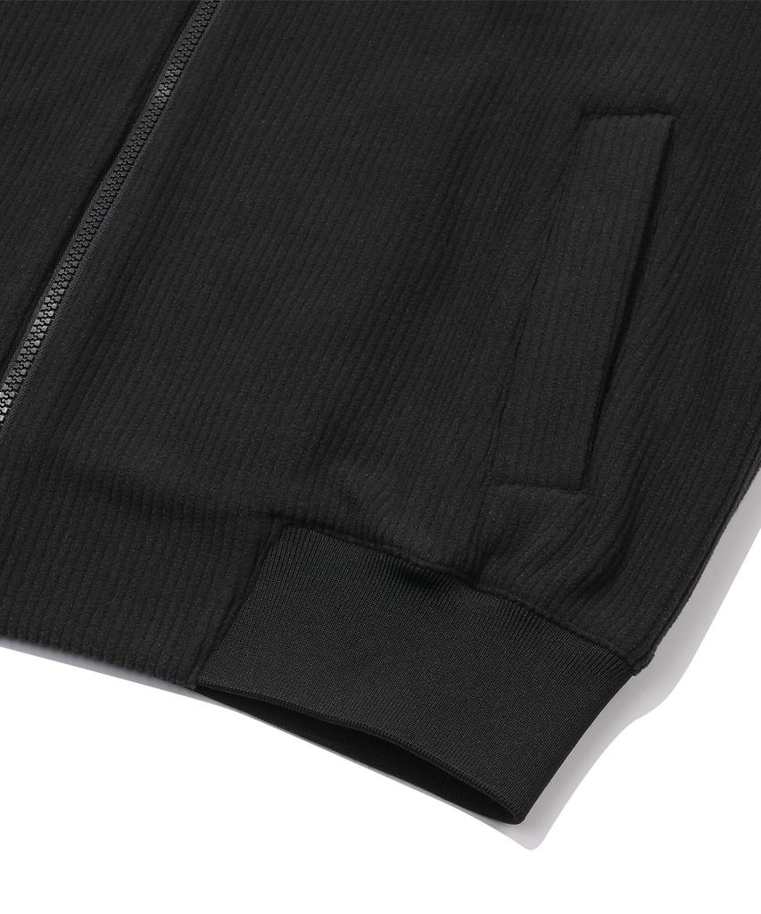 Beentrill Corduroy Fleece Stand Collar Zip-Up (Black)