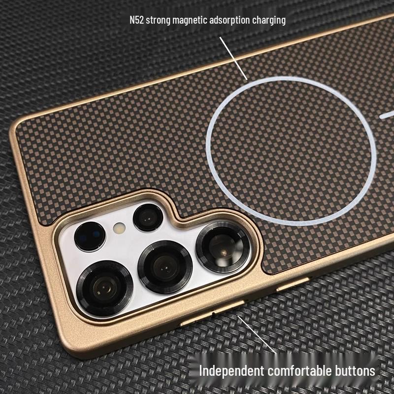 Samsung S25Ultra Case: Slim, Magnetic, Kevlar Carbon Fiber Texture, Anti-Drop, for S24Fe/S23.