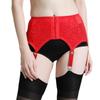 Adjustable High-Waisted Lace Metal Garter Belt with 6 Buckles - Non-Slip Long Stockings for Women