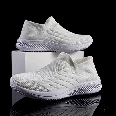 Moda 2024 Quatro Estações Flying Weave Sapatos Tendência da Moda Feminino Respirável Confortável Esportes Sapatos Casuais Sapatos de Bico Redondo Tênis