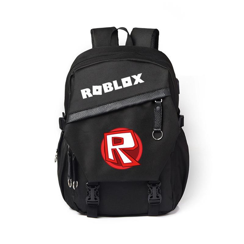 Unisex Roblox Pattern Canvas Backpack With Durable Material And Multiple Storage Compartments