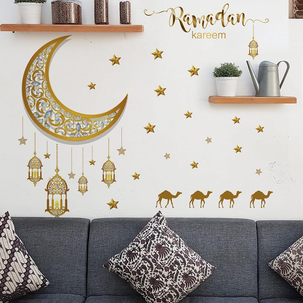 Ramadan Decorations For Home Stickers. Islamic Muslim Wall Stickers.Eid Mubarak Ramadan Decor Moon Stickers Decals. Window