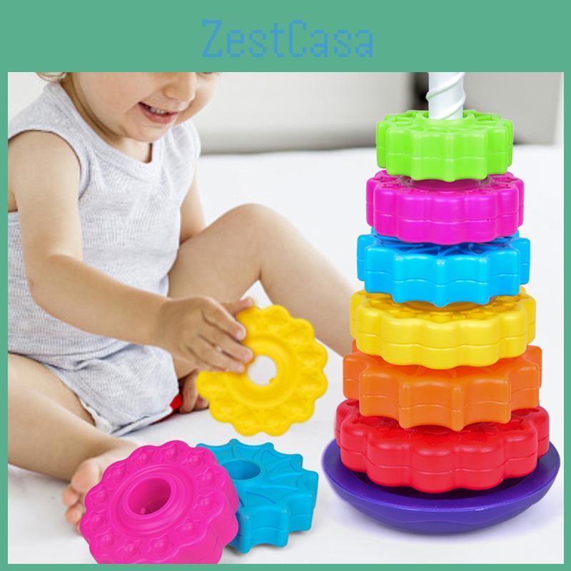 Rainbow Rotating Baby Early Education Stacking Circle Children's Educational Toy
