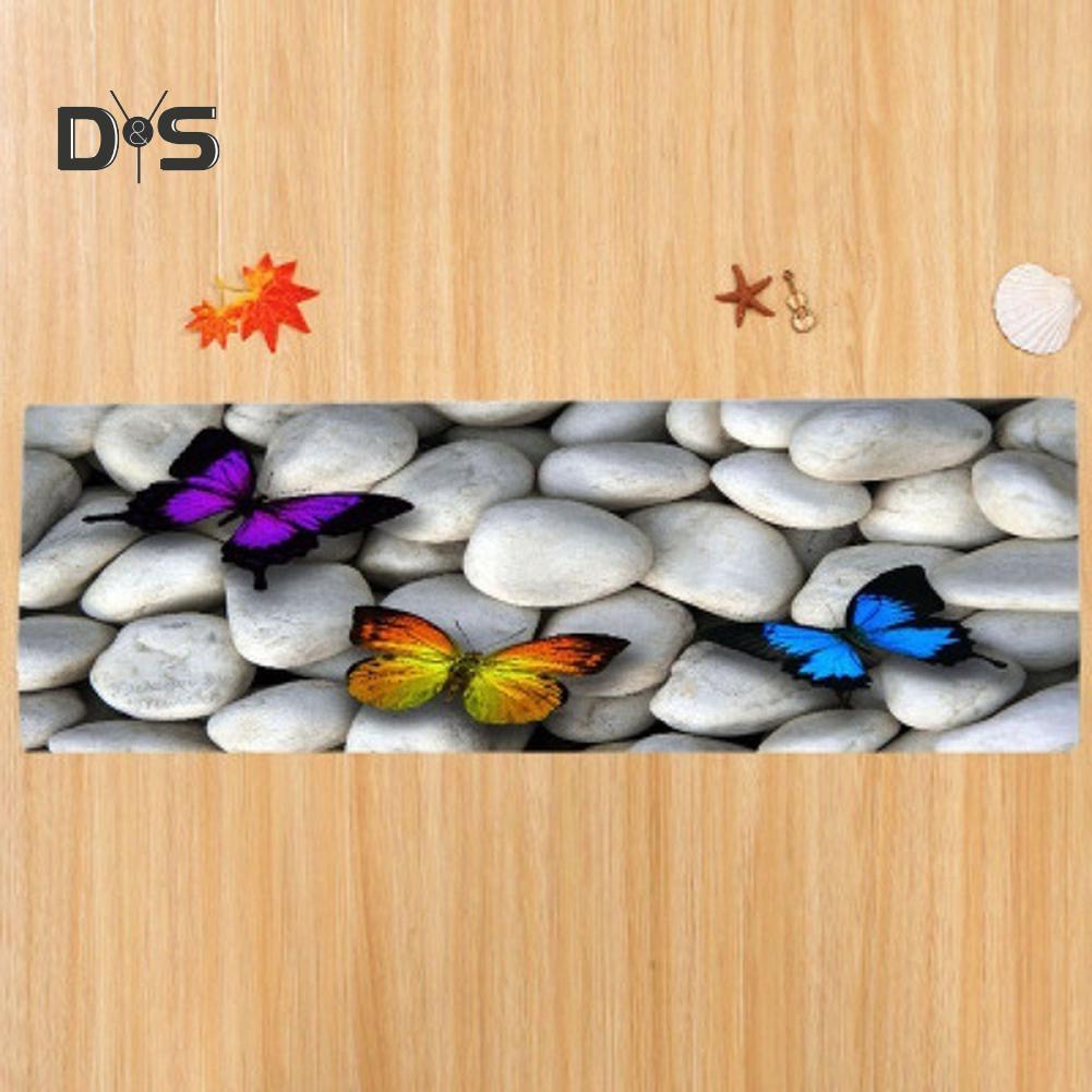 DYS Home Decor Cobblestone Butterfly Pattern Floor Mat Bathroom Non-slip Absorbent Rug Carpet