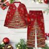 Ladies' Christmas Printed Long Sleeved Long Pants Casual Home Set