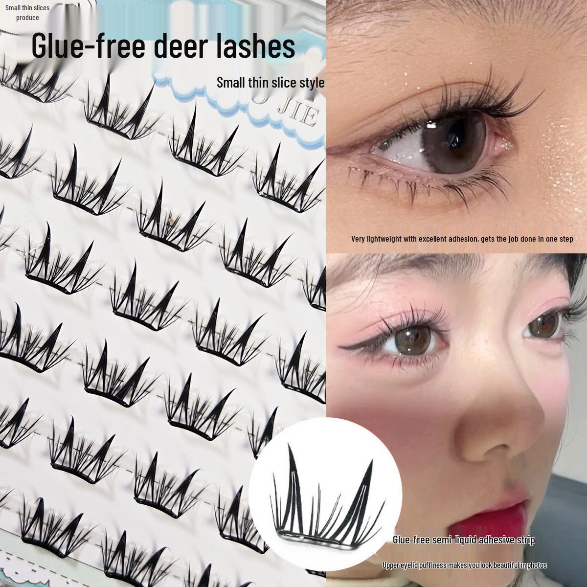 

Легкие самоклеящиеся ресницы-полоски цвета олененка для начинающих