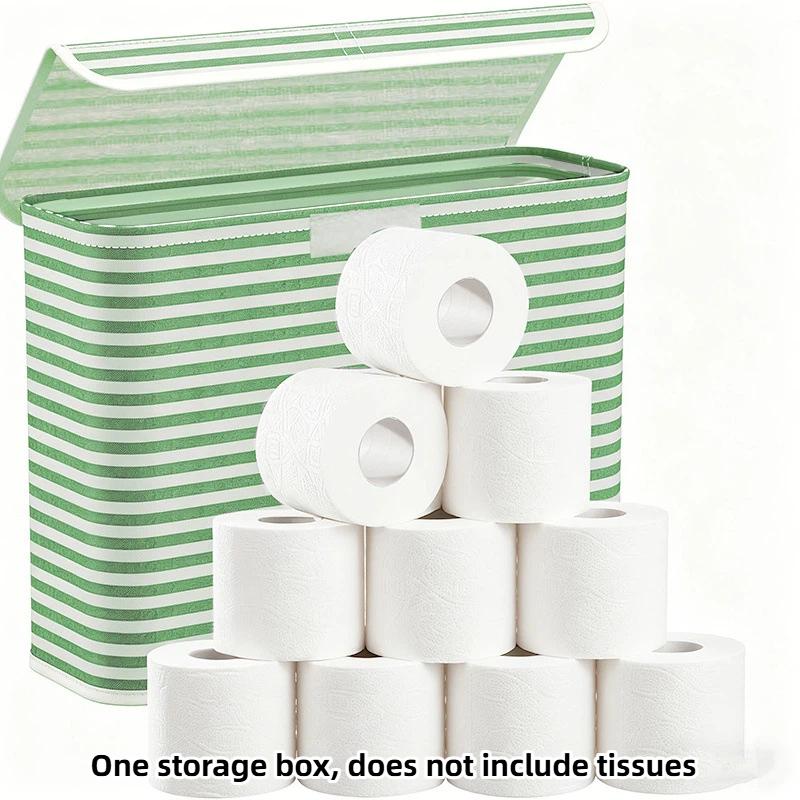 Foldable Toilet Paper Holder With Lid Large Capacity Space-Saving Bathroom Organizer Clear Window Toilet Paper Storage Box
